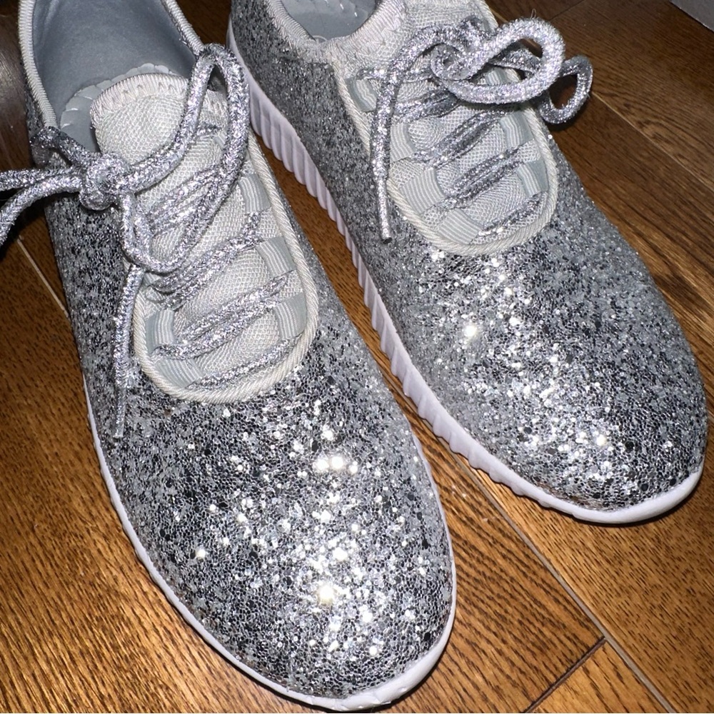 Silver glitter sneakers